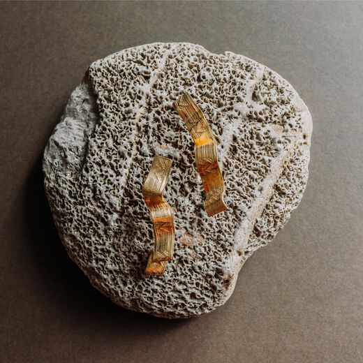 Long ribbon drop stud earrings by Emma Calvert